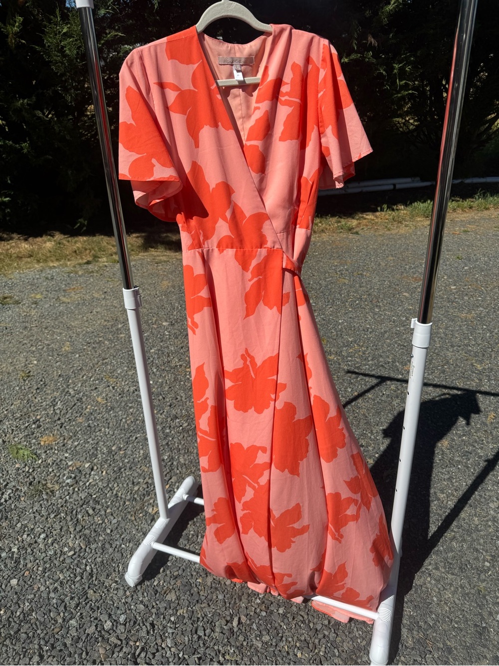 Hutch Floral Wrap Dress in Coral and Peach